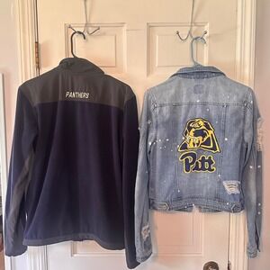 2 Pitt Panthers Jackets Colosseum & BoomBoom Jeans Denim Jacket Size S